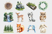Cute Woodland Animal Clipart, a Seasonal Illustration by Design Market (Thumbnail 5 of 5)