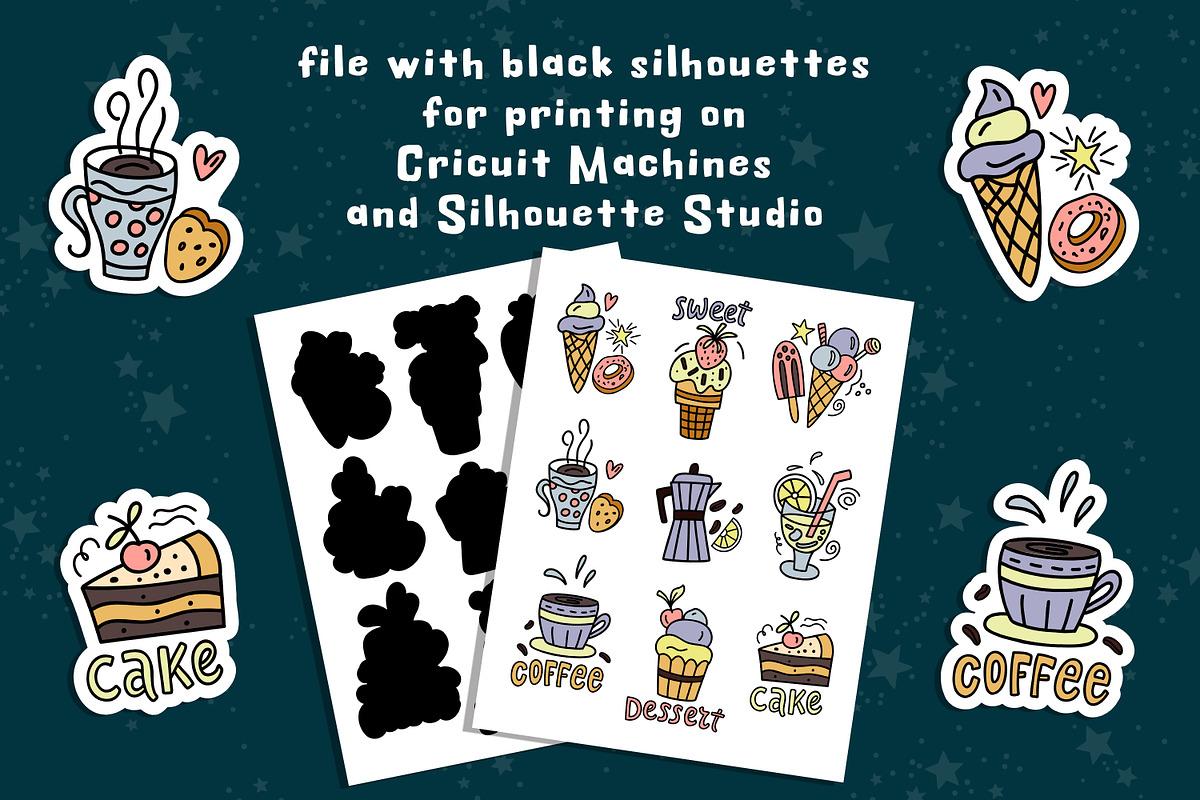 Sweets stickers. Dessert clipart, a Graphic by rinaletters (Photo 5 of 5)