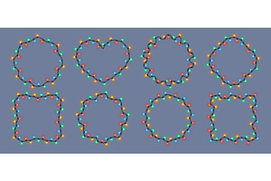 Garlands of Christmas lights frames, a Decorative Illustration by Yayasya