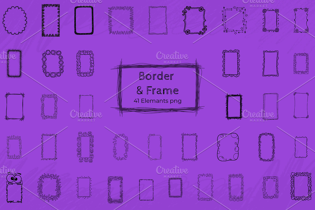 Hand Drawn Border & Frame PNG Bundle, an Object Graphic by Shahjahangdb1 (Photo 3 of 3)