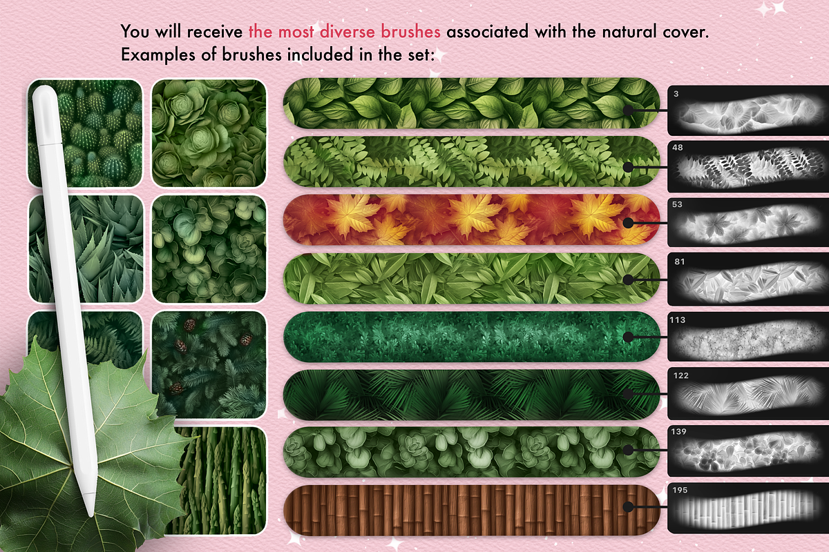 Procreate Plant Forest texture brush, a Brush Add-On by AppleinaJuice (Photo 6 of 7)