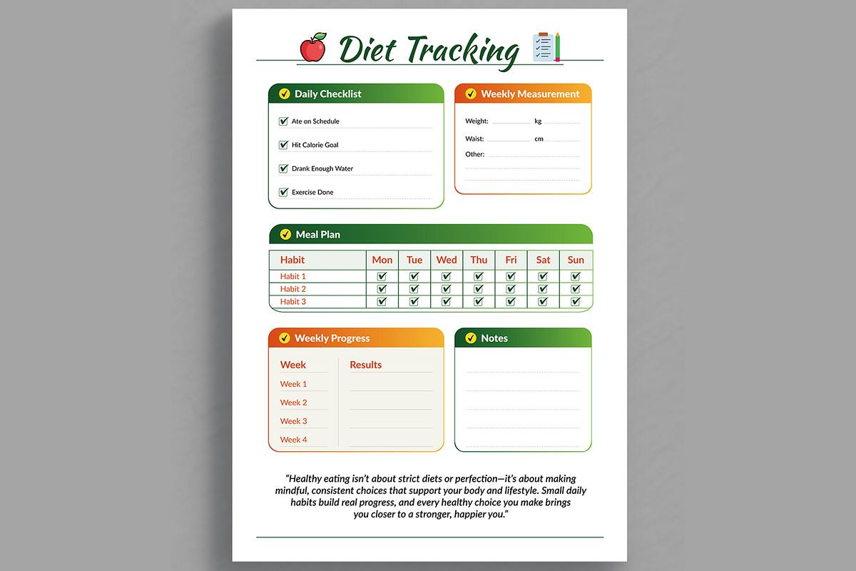 Diet Planner Template, a Stationery Template by ContestDesign (Photo 3 of 3)