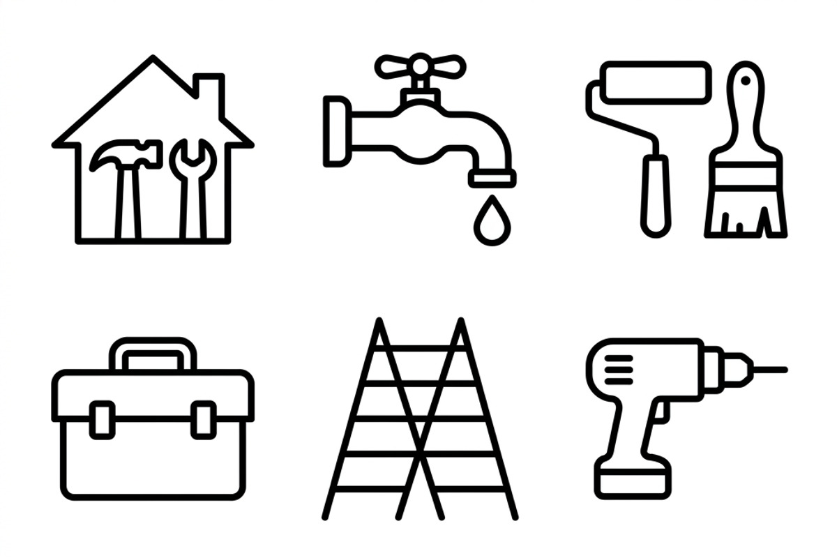 40 Home Repair Icon Set, an Outline Icon by adenpinkstore (Photo 1 of 29)