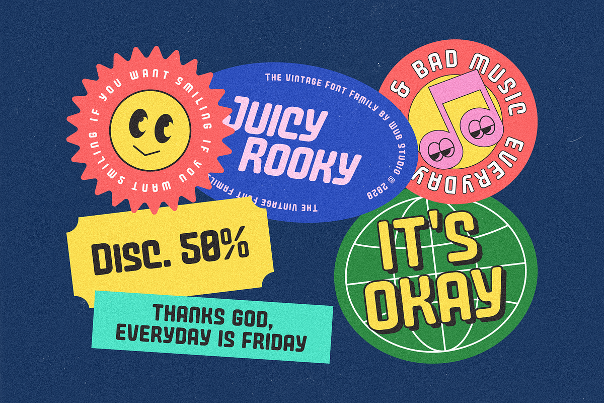 Juicy Rooky Vintage Family, a Sans Serif Font by wubstudio (Photo 9 of 10)