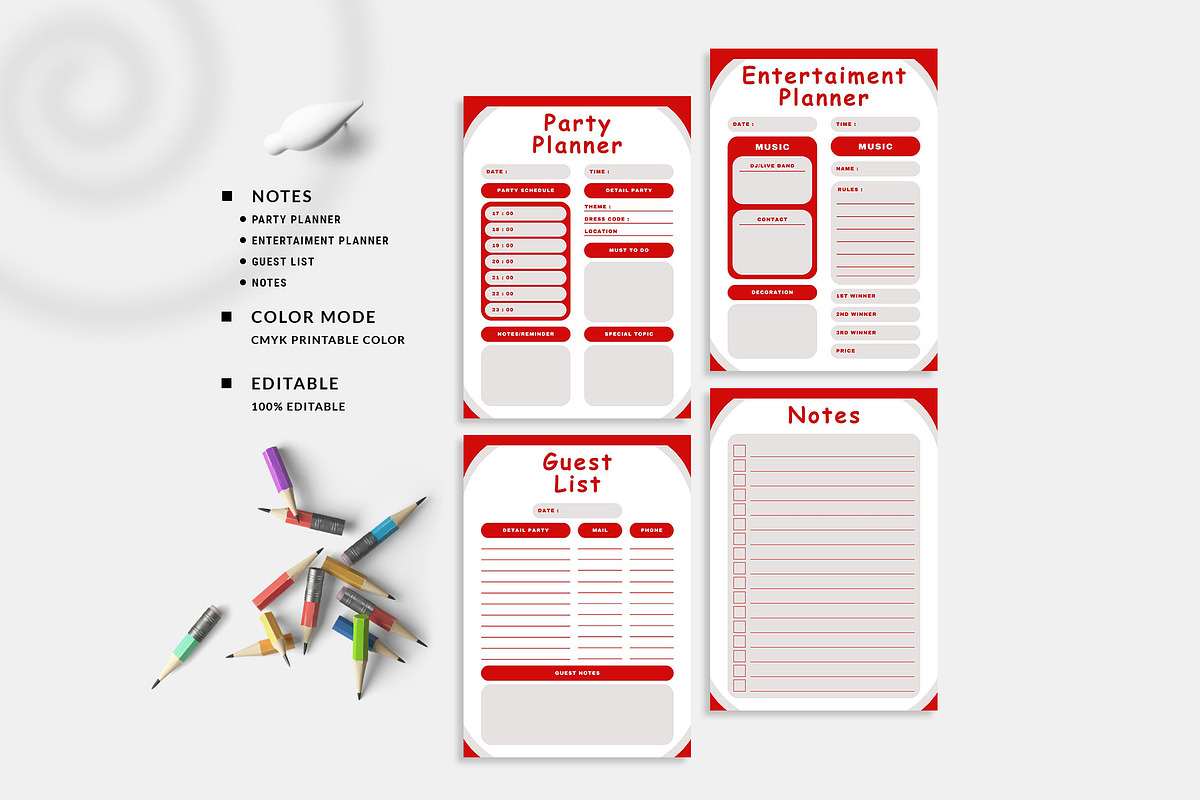 CANVA Party Planner, a Stationery Template by MNT-Creator (Photo 1 of 5)