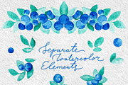 Blue Berries Watercolor Design Set, a Decorative Illustration by Yashroom (Thumbnail 5 of 5)