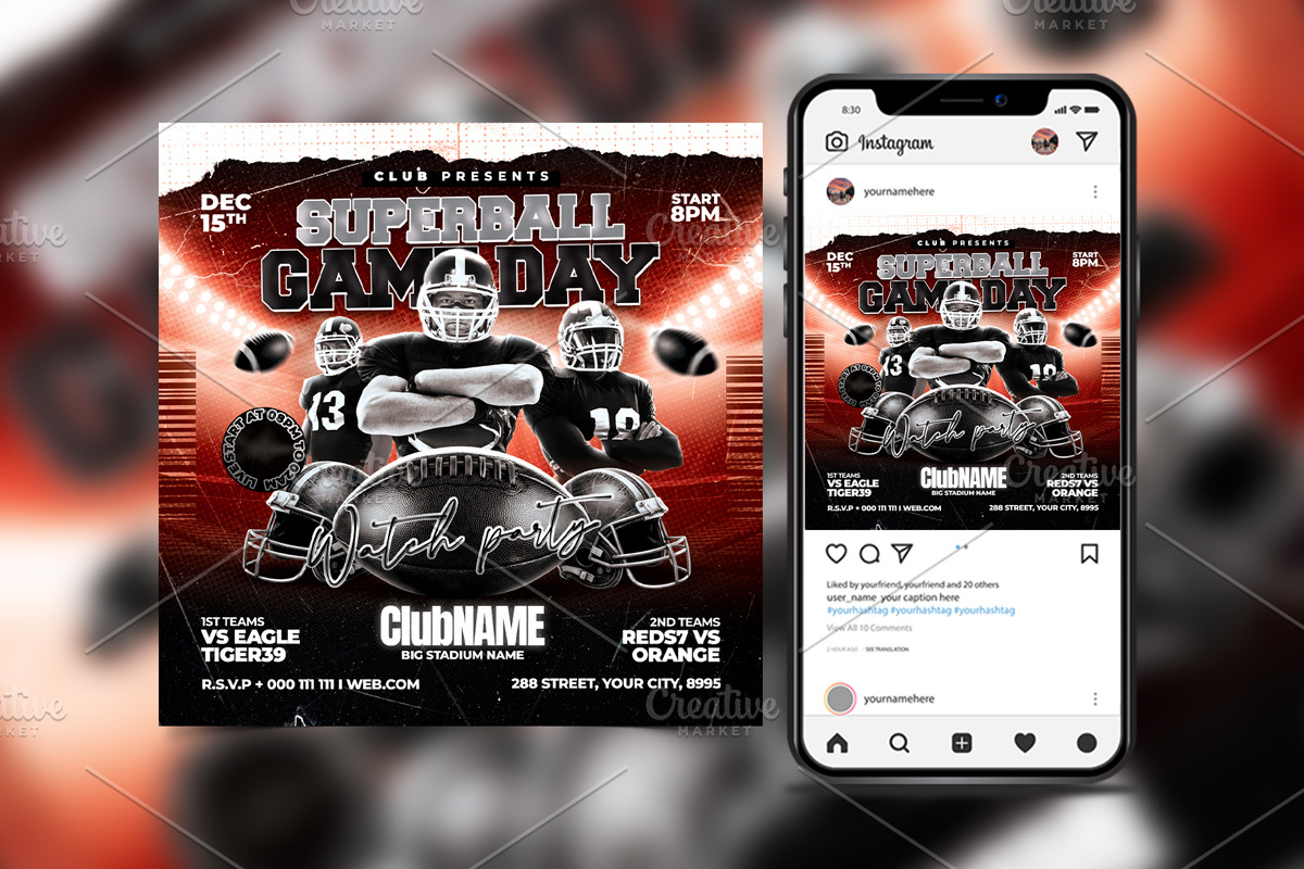 Gameday Watch Party Football Flyer, a Flyer Template by StarPixles11 (Photo 1 of 3)