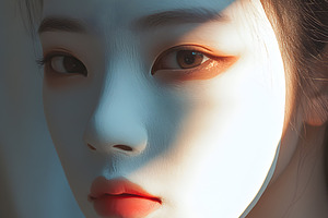 Woman with white clay face mask in soft light, a Person Photo by Photostock