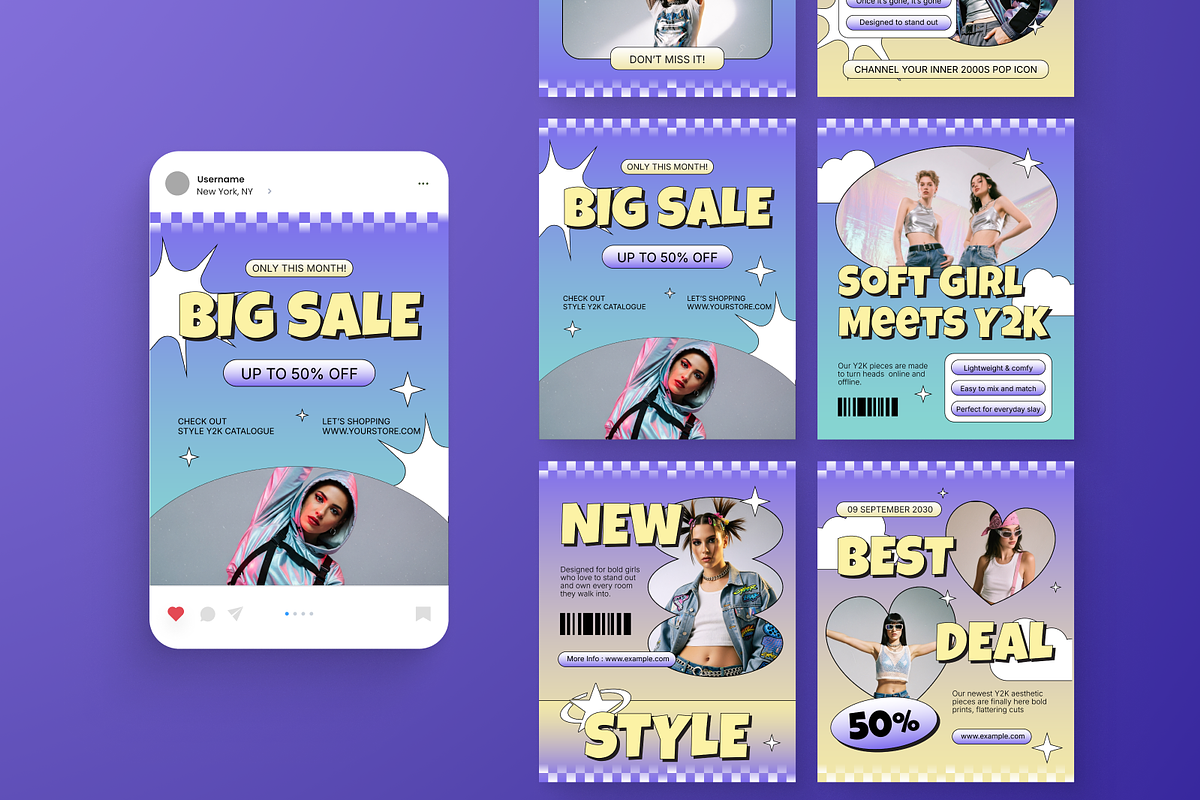 Y2K Aesthetic Instagram Post, a Social Media Template by Annora Studio (Photo 4 of 6)