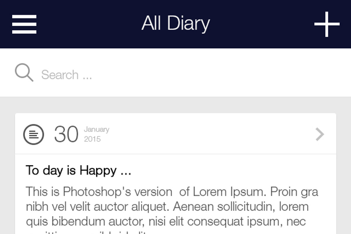 My Diary - UI Mobile Kit, an UI Kit Template by hoangpts (Photo 7 of 18)