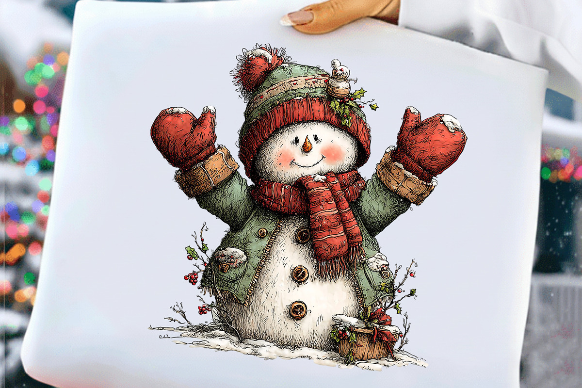 Whimsical Christmas Snowman PNG, an Illustration by Craft Nest (Photo 7 of 10)