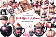 Watercolor Pink and Black Autumn, an Illustration by CreationArt (Thumbnail 1 of 9)