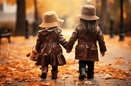 children walking together hand in ha, a Person Photo by Perpis