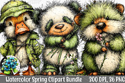 Cute Watercolor Spring Clipart PNG, an Illustration by Canvas Craft (Thumbnail 1 of 7)