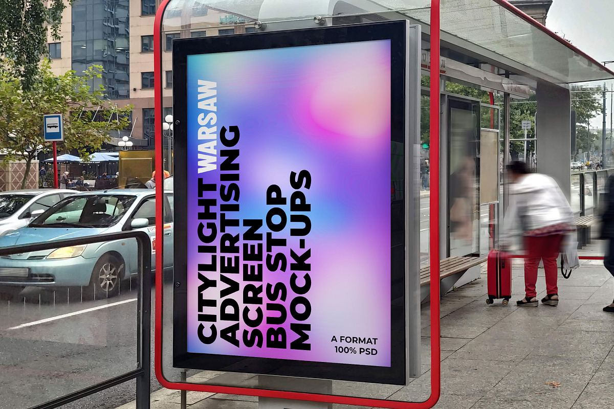 Warsaw Citylight Ad Bus Stop 12 v2, an Advertising Mockup by Graphic Shelter (Photo 8 of 8)