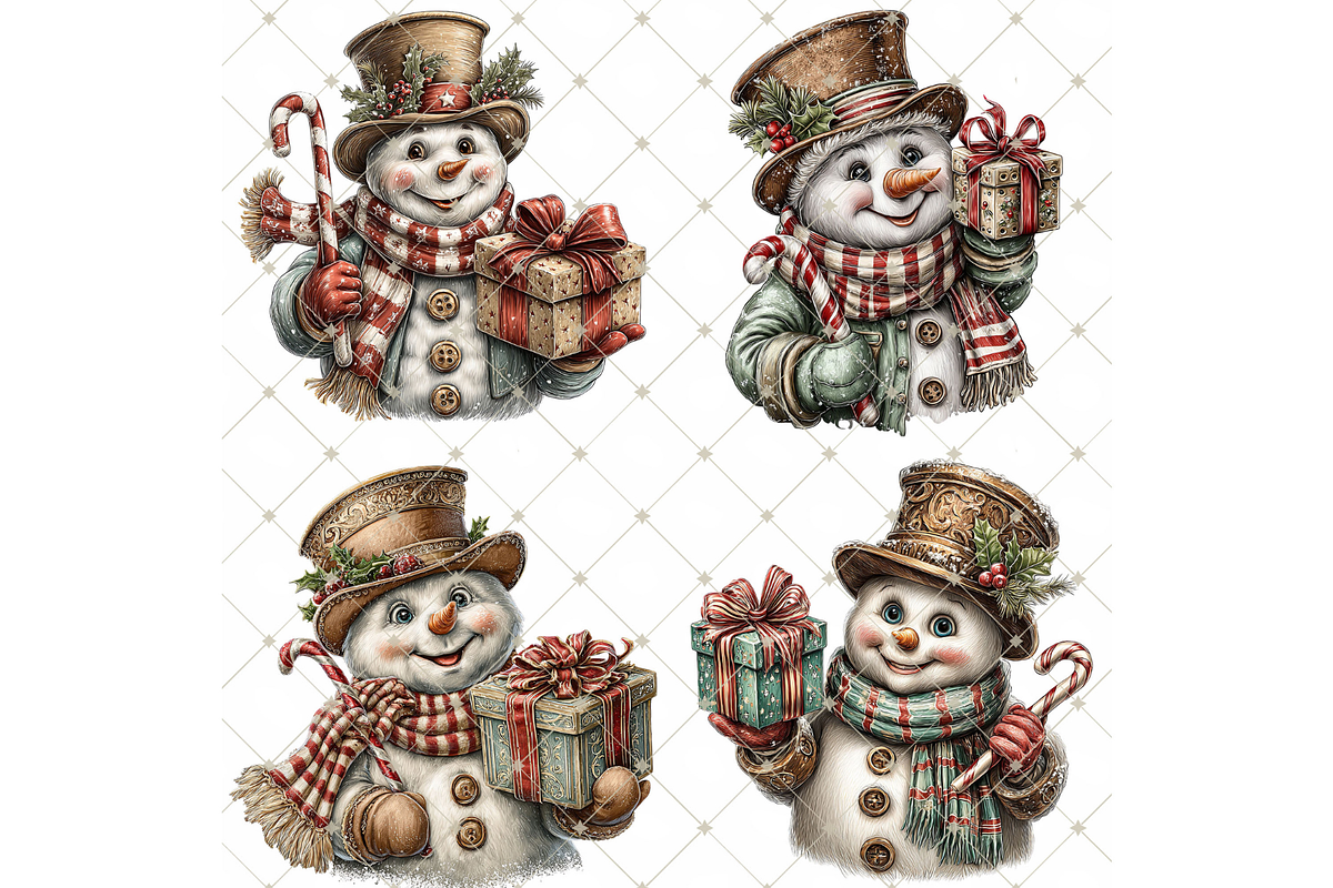 Snowman With Gift Clipart PNG, an Illustration by Memories By Lea (Photo 6 of 17)