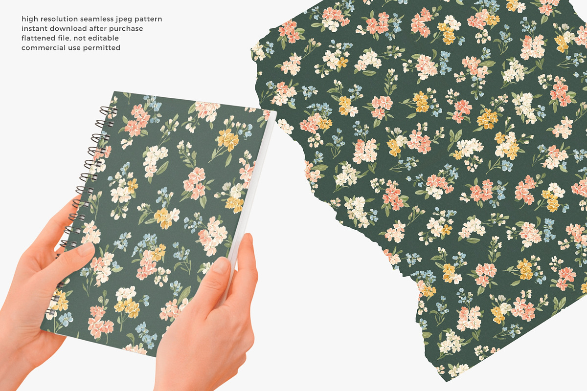 Dark cottage floral pattern, a Pattern Graphic by Pink Studio Art (Photo 3 of 3)