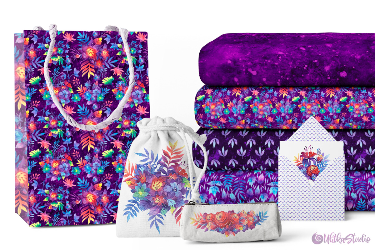 Galaxy floral watercolor collection, a Texture Illustration by UlitkaStudio (Photo 18 of 27)