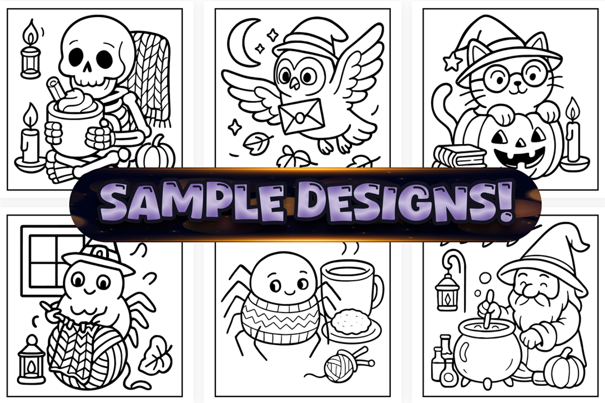 Bold Easy Spooky Cozy Coloring Pages, a Seasonal Illustration by Craftsbeefy (Photo 2 of 4)