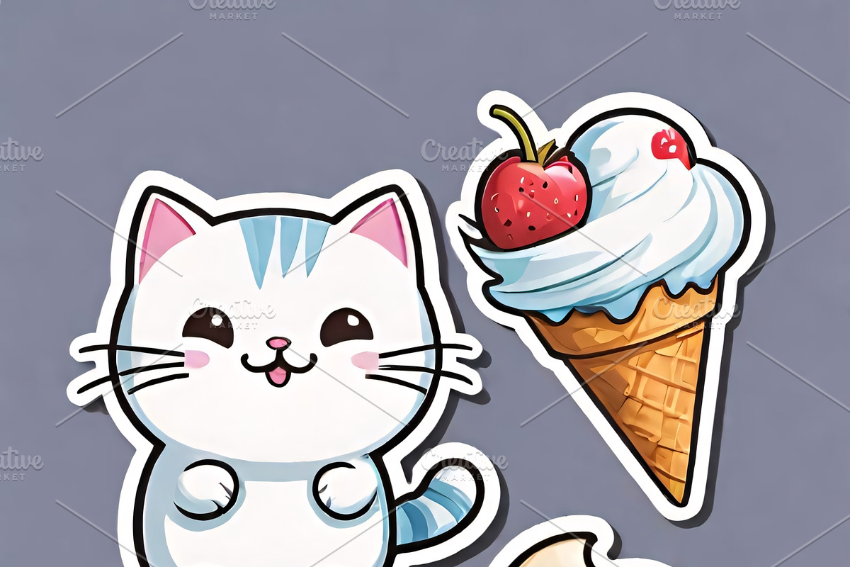 “Cute Cats & Ice Cream” bundle, an Illustration by ETARA by Mea Hau (Photo 6 of 8)
