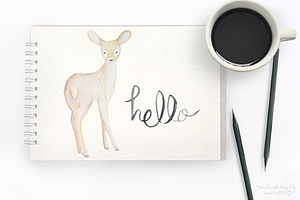 Watercolor Deer Digital Graphics
