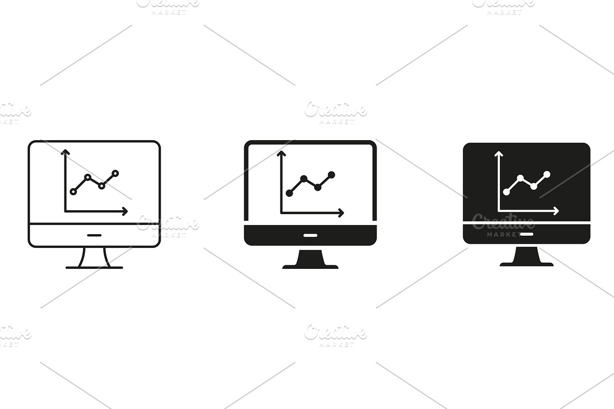 Computer Monitor With Graph Icons, a Finance Illustration by Gentle Studio