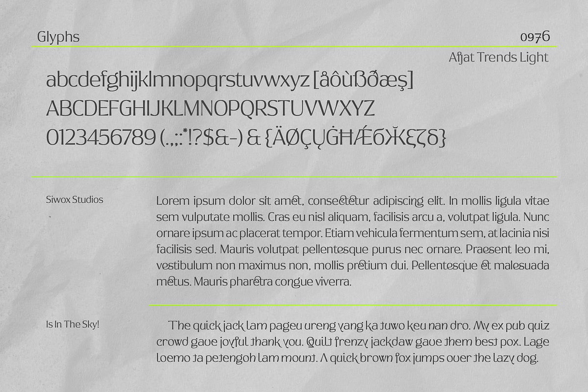 Afjat Trends - Latin & Cyrillic, a Sans Serif Font by Siwox Studios (Photo 5 of 8)