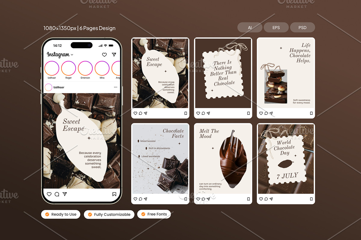 Chocolate Day - Instagram Post, a Social Media Template by Izdihaar_Studio (Photo 1 of 4)