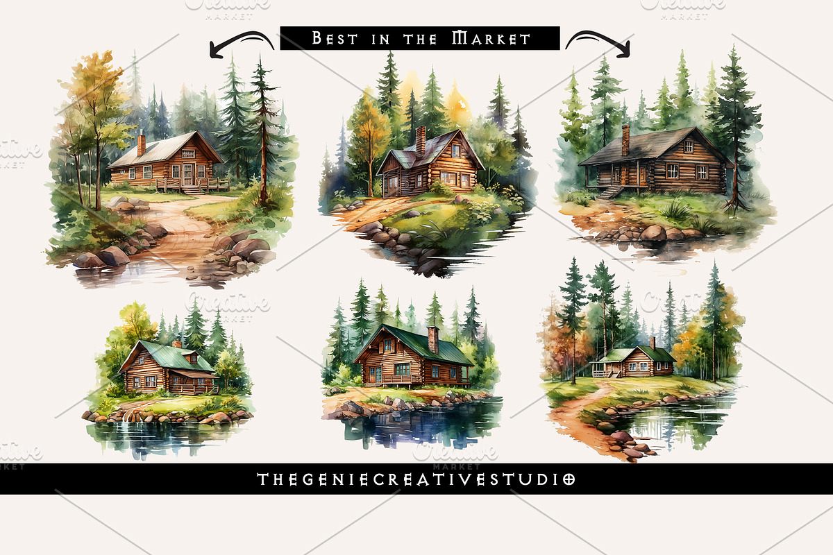 Cabin in the Woods PNG Clipart, an Object Illustration by Geniecreativestudio (Photo 5 of 9)