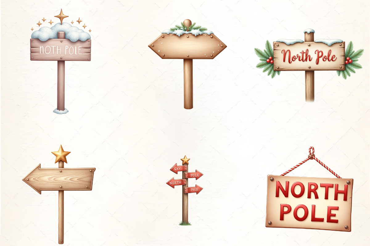 Christmas North Pole Sign Clipart, an Illustration by CrexoraLab (Photo 3 of 5)