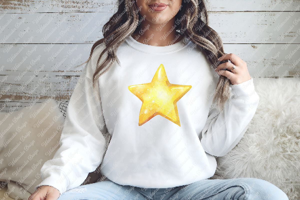 Cute Colorful Watercolor Stars png, an Illustration by Watercolor design (Photo 10 of 12)
