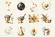 Watercolor New Year Clipart, an Illustration by DreamCafeArt (Thumbnail 2 of 8)