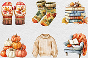 Watercolor Cozy Autumn Clipart, an Illustration by Black Bird Studio (Thumbnail 2 of 6)