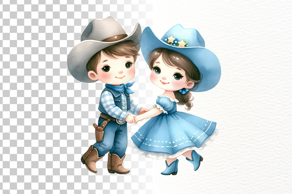 Blue Cowboy Clipart Set, a Person Illustration by Nicolle's Colorful Art (Photo 8 of 8)