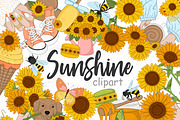 Sunshine Clipart, a Seasonal Illustration by GlamArtZhanna (Thumbnail 1 of 5)