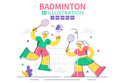 10 Badminton Player Illustration, a Sport Illustration by denayunebgt (Thumbnail 1 of 4)