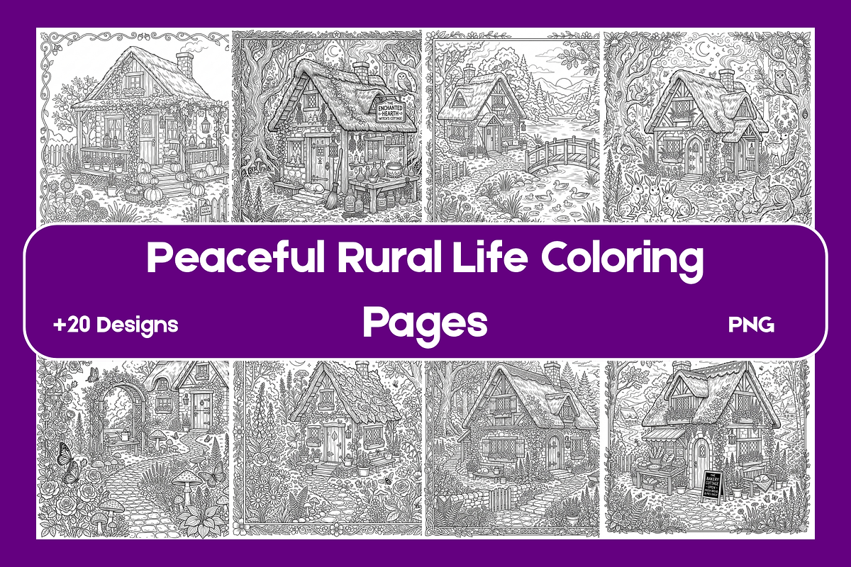 Rural Life Coloring Pages, a Decorative Illustration by BerryPieArt