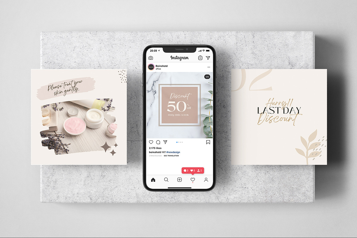 Skincare Instagram Post Canva, a Social Media Template by Boinah Studio (Photo 4 of 6)