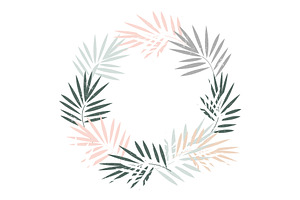 Tropical leaves foliage wreath frame, an Object Illustration by Toltemara