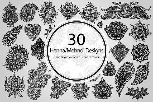 30 Henna/Mehndi Designs (Vector) preview 5