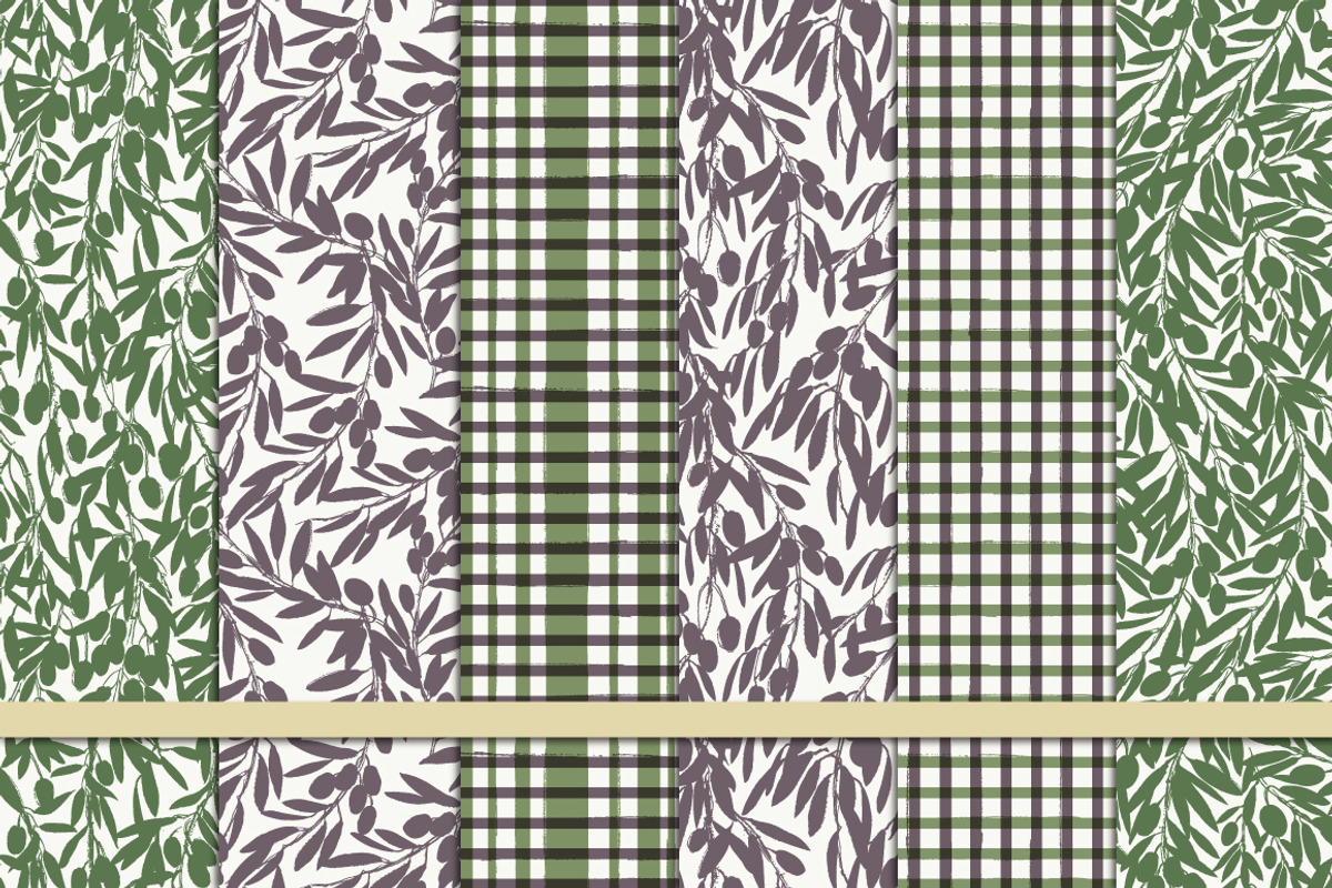 Olive branches seamless patterns, a Pattern Graphic by katya.bogina (Photo 5 of 5)