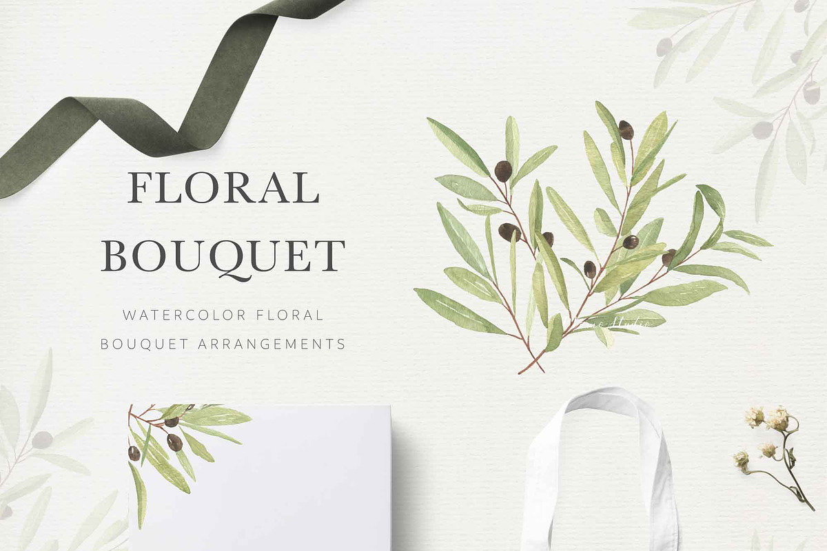 OLIVE BOTANICALS Watercolor & Line, a Work Illustration by Momo Studio (Photo 2 of 15)