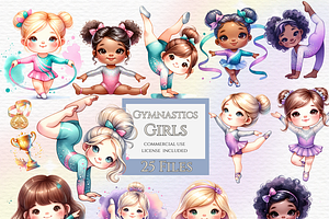 Watercolor pastel gymnastics clipart, a Sport Illustration by Invite to Clipart