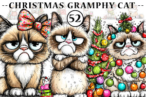 Quirky Christmas Gramphy Cat, an Illustration by CreationArt