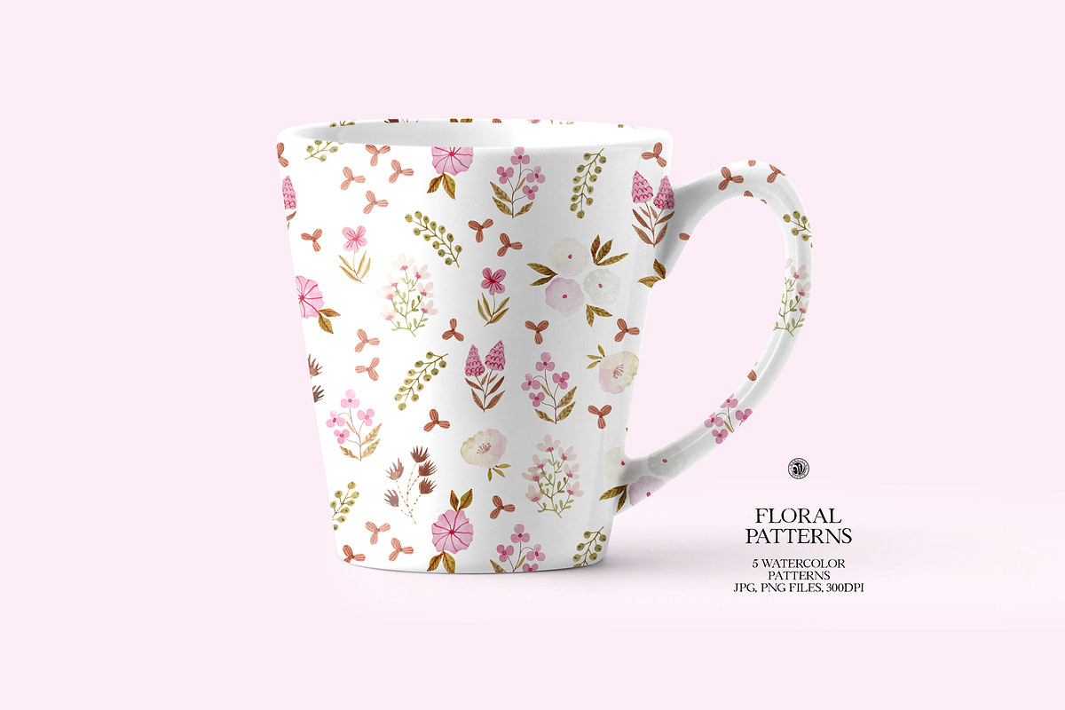 Floral Watercolor Patterns Set, a Pattern Graphic by Webvilla Studio (Photo 8 of 9)