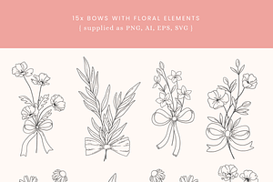 Floral Bows Vector Illustrations