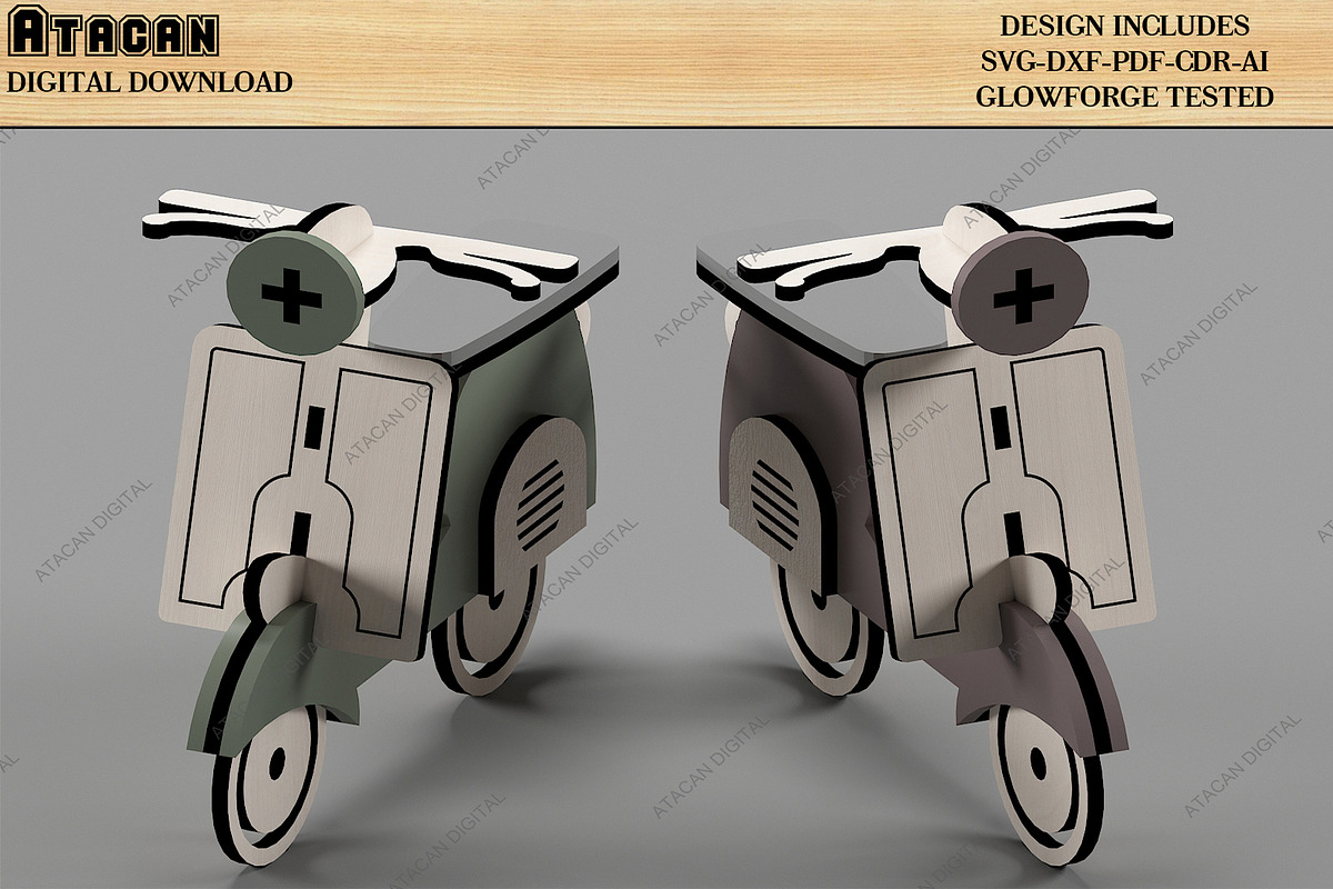 Lasercut Objects Scooter House Decor, a Design Template by AtacanDigital (Photo 5 of 10)