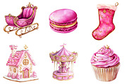 Chic Neon Pink Christmas Clipart, a Seasonal Illustration by CitraGraphics (Thumbnail 6 of 7)