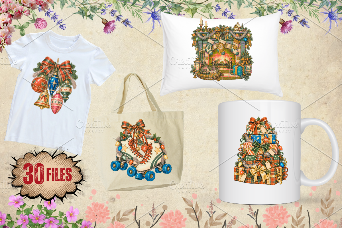 Nostalgic Christmas Clipart Bundle, a Seasonal Illustration by Ink Gallery (Photo 5 of 10)