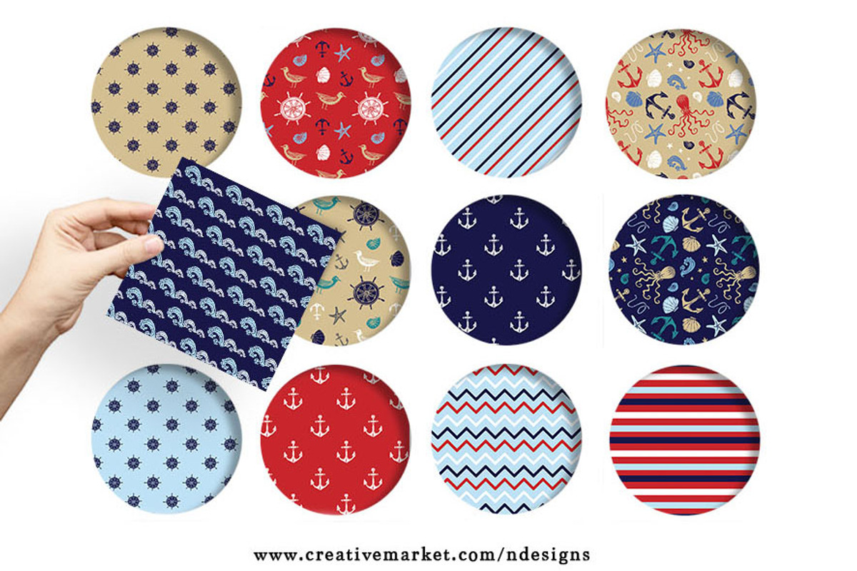 Nautical Paper Pattern Set, a Pattern Graphic by NDesigns (Photo 2 of 4)